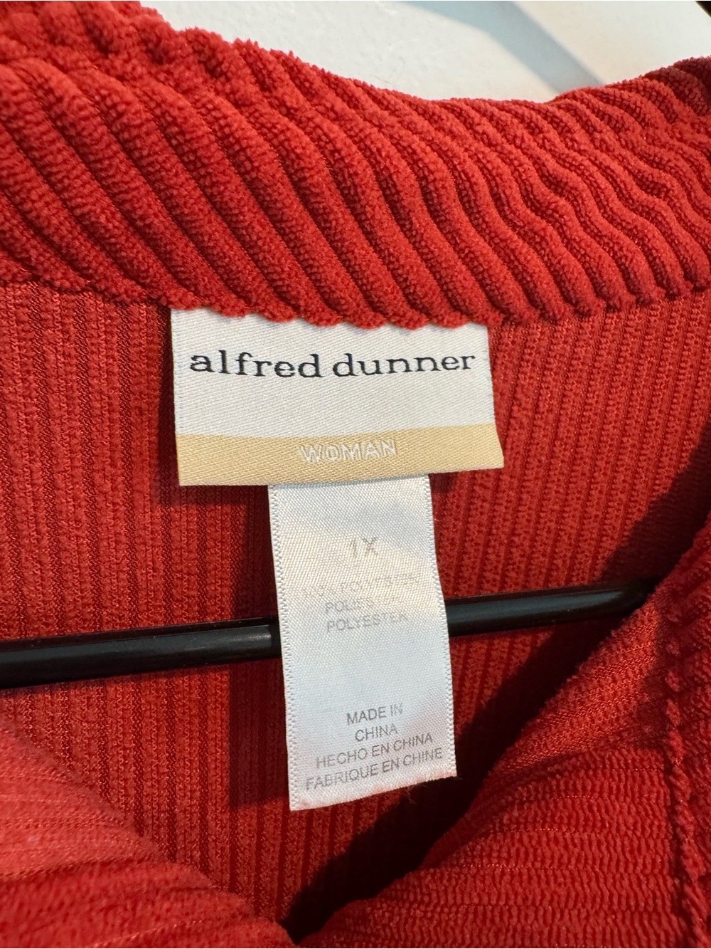 Alfred Dunner Vibrant Red Ribbed Cozy Button-Up - Picture 5 of 5